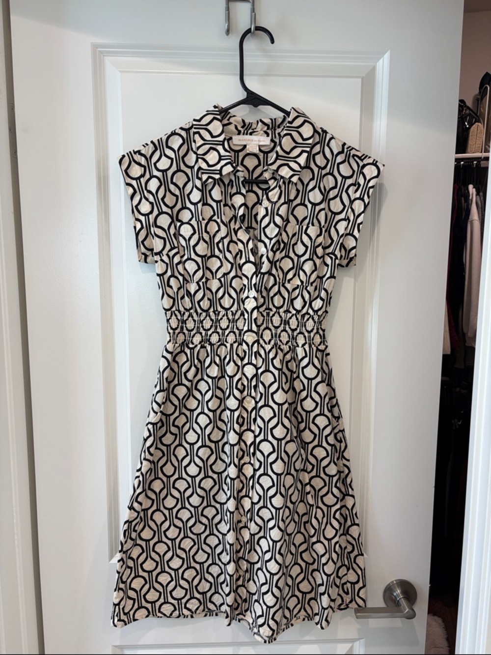 Monteau Black & Cream Geometric Shirt Dress